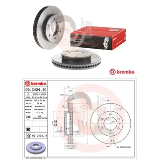 09 C424 11 จานเบรค ล้อ F (ยี่ห้อ BREMBO) รุ่น HC UV FORD Ranger T6 2.2 3.2, Everest ปี 2006-2011