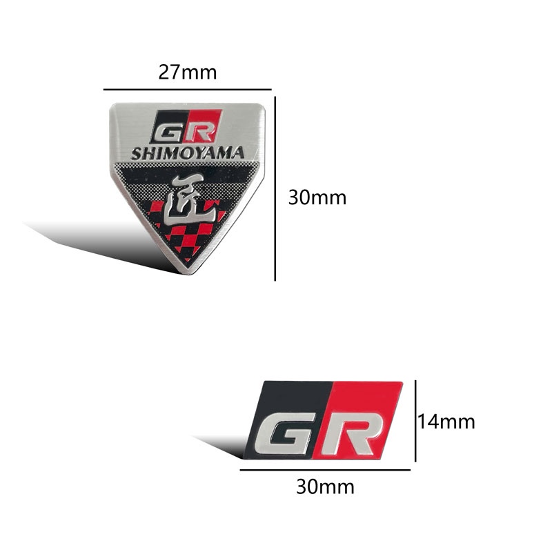 三维 อลูมิเนียม GR โลโก้รถสติกเกอร์ Steer ล้อสัญลักษณ์ Fender ด้านข้างหางประตู Trunk Decal สําหรับ Toyota YARiS RZ RC RS CHR Corolla Prius