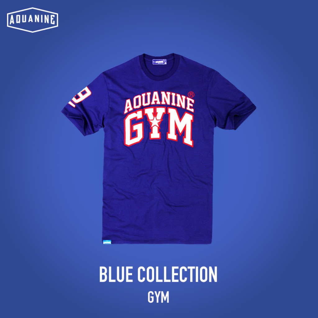 AQUANINE เสื้อยืดผู้ชาย เสื้อยืดผู้หญิง รุ่นGYM (สีน้ำเงิน) สตรีท ลิขสิทธิ์แท้