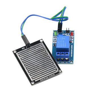 โมดูลเซ็นเซอร์น้ำฝน + โมดูลควบคุมรีเลย์ DC 12V Rain Sensor โมดูลตรวจจับน้ำฝนสำหรับ Arduino ชุดหุ่นยนต์