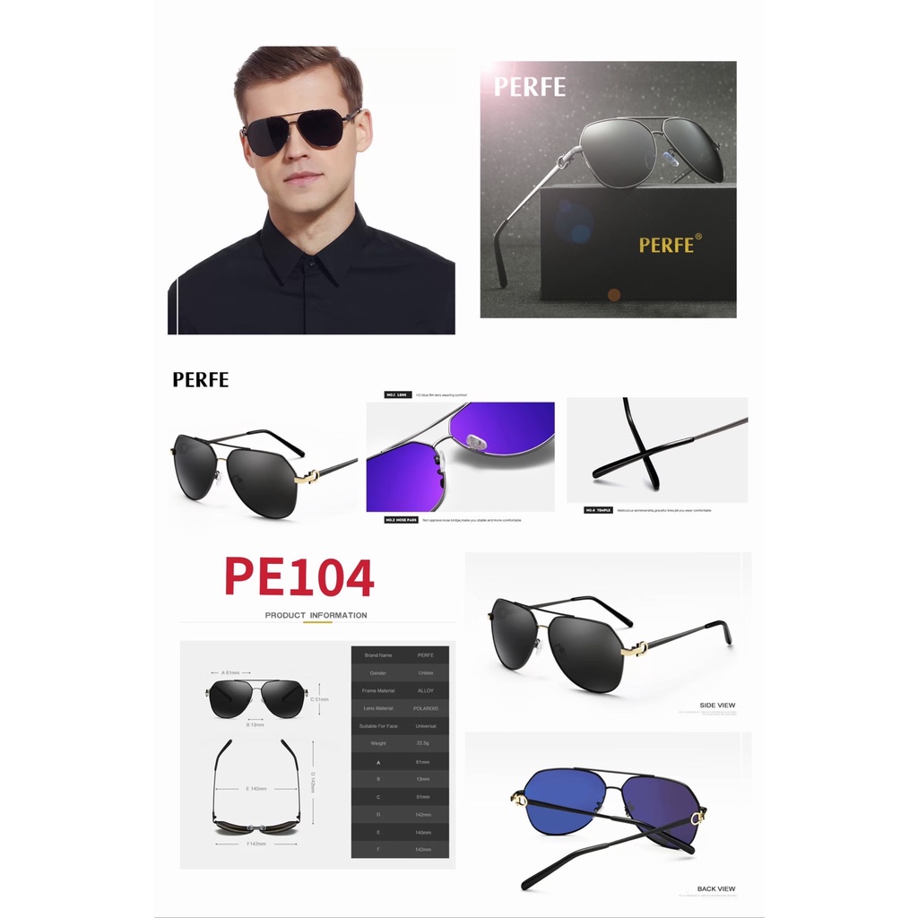แถมกล่อง+เชือก PERFE แว่นตากันแดด ของแท้ แว่นกันแดด สินค้าส่งจากไทย TR90 RERFE diy2564 ราคา ถูกที่สุด ดีลบีเคเค แกลเลอรีภาพที่ 9