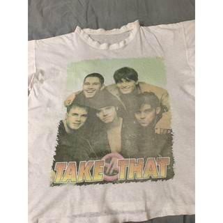 เสื้อยืดผ้าฝ้ายพิมพ์ลายแฟชั่นเสื้อวงมือสอง VINTAGE 90s TAKE THAT Size M มือ2