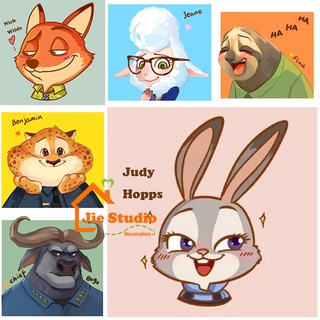 ✨Ready Stock✨ DIY Painting 20*20cm Framed Canvas painting Paint By Number Children Digital Painting Kids Drawing Practice Zootopia Nick Wilde Flashing Lightning Drawing Disney Anime Wall Decor Home Decor ภาพสีน้ำมัน Oil Painting