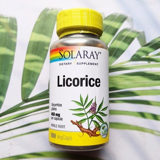 (Solaray®) Licorice Whole Root 450 mg 100 VegCaps สารสกัดจากรากชะเอมเทศ