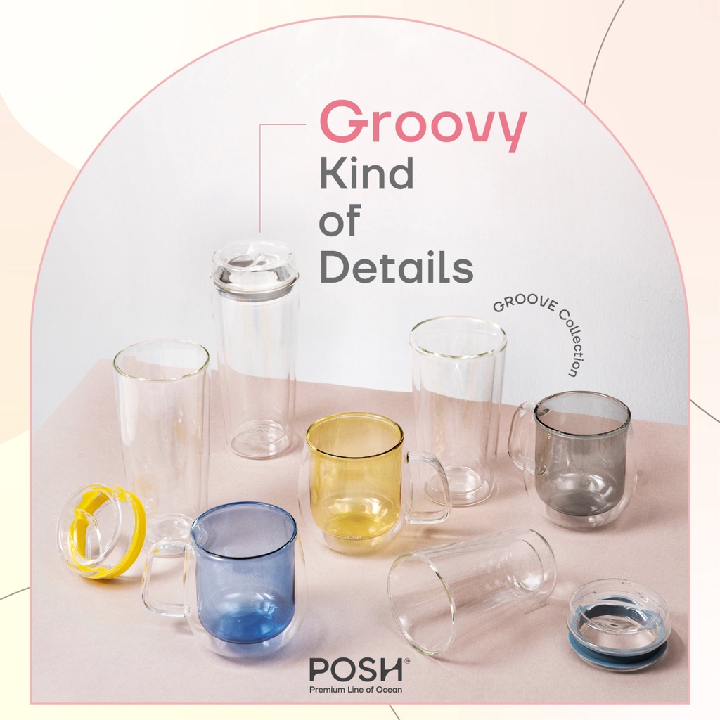 POSH แก้วน้ำ 2 ชั้น GROOVE Double Wall Personal Tumbler 440 ML. (Pack of 1)