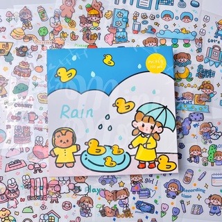 สติ๊กเกอร์ pvc ไดคัท 100 แผ่น - Rain