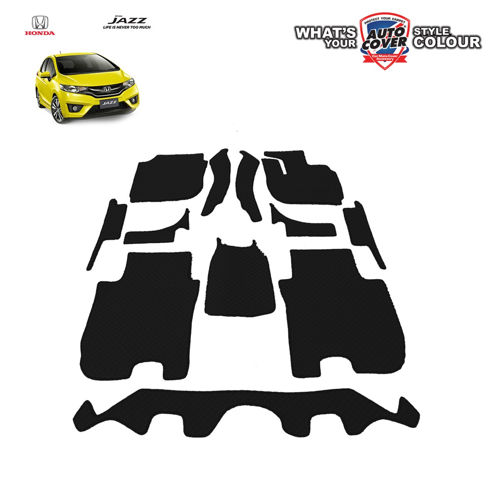 พรมปูพื้นรถยนต์ พรมกระดุม   HONDA JAZZ (GK) ปี 2014-2021 พรมชุดภายในห้องโดยสาร 12 ชิ้น