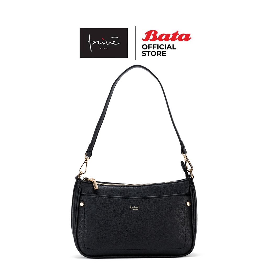 Bata บาจา ยี่ห้อ PRIVE กระเป๋าแบบถือและสะพายข้าง กระเป๋าแบบสะพายไหล่ กระเป๋าผ้าพียู ปรับสายได้ สำหรับผู้หญิง รุ่น RONDA สีดำ รหัส 9046210