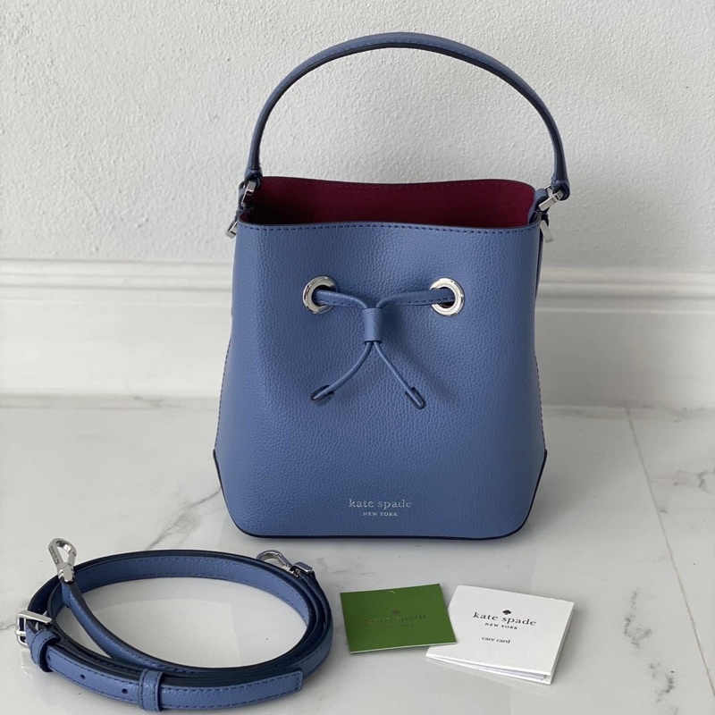 kate spade Eva small bucket bag #BLUEBERRY ของแท้ 💯% ออกช็อปไทย🇹🇭