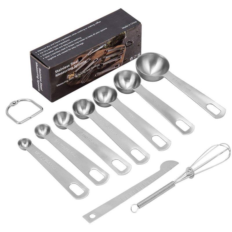 9 PCS Stackable Measuring Spoons, Stainless Steel Measuring Spoons for