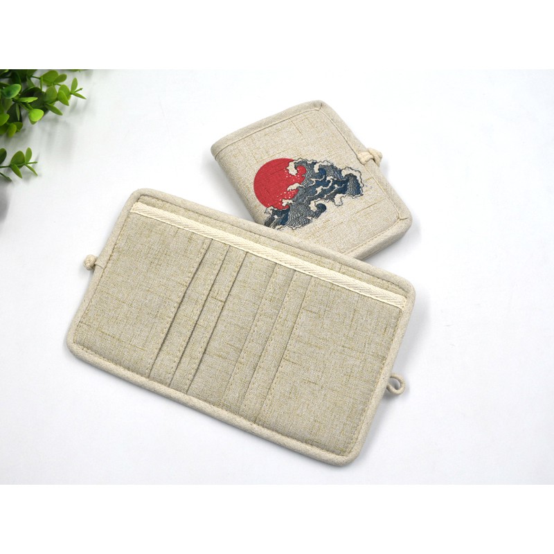 กระเป๋าสตางค์ ใบสั้น ผ้าฝ้าย และผ้าลินิน ขนาดเล็ก แฮนด์เมด สไตล์วินเทจ สําหรับผู้หญิง - รูปที่ 2