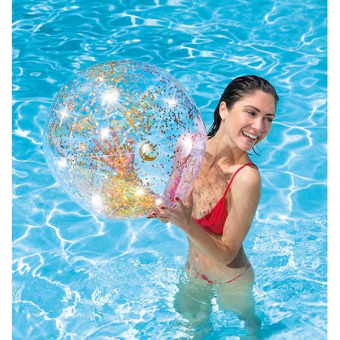 sale INTEX ลูกบอลเป่าลม Transparent Glitter Beach Balls ลูกบอล ของเล่นเป่าลม รุ่น 58070