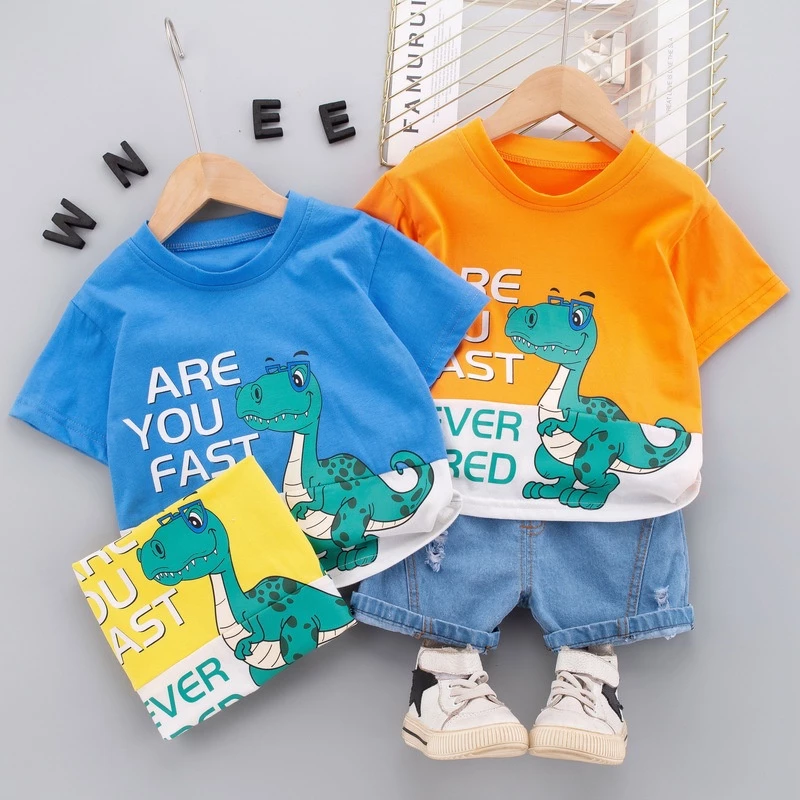 New เสื้อผ้าเด็ก เซ็ตเสื้อผ้าเด็ก Set 2 ชิ้น กางเกงยีนส์ ชุดเด็กผู้หญิงผู้ชาย เนื้อผ้าอย่างดี / 8m-6ปี PFS0030