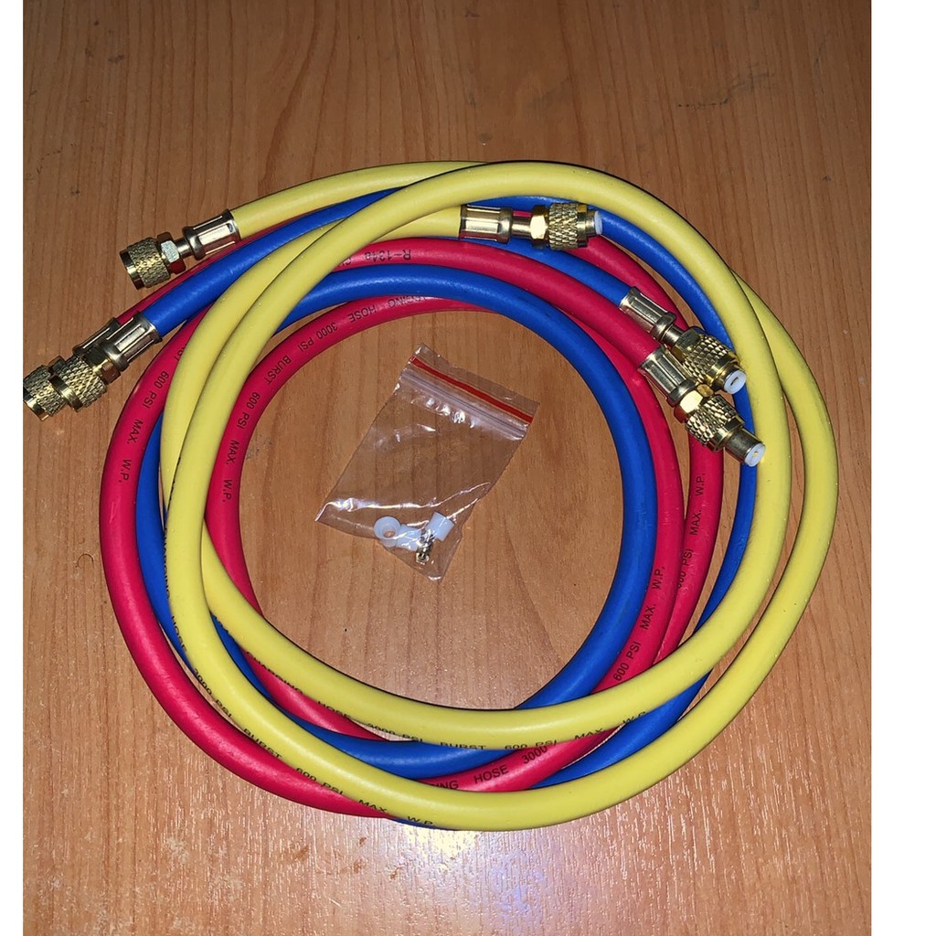 สายเกจวัดน้ํายาแอร์ น้ำยา R22 R134a ชุด 3 เส้นสายน้ำยาเกจ สายชาร์จ น้ำยาแอร์ ยาว 1.5 เมตร คุณภาพสูง