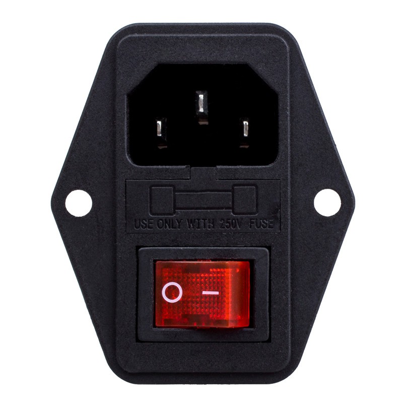 เต้ารับปลั๊กไฟ AC 250V 10A ตัวผู้แบบประกอบทรงสี่เหลี่ยม + สวิตซ์ปิด/เปิด รุ่น AC-01