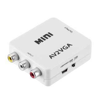 ใหม่ Mini HD av2vga Video Converter Box AV RCA CVBS to VGA Video HDTV อะแดปเตอร์