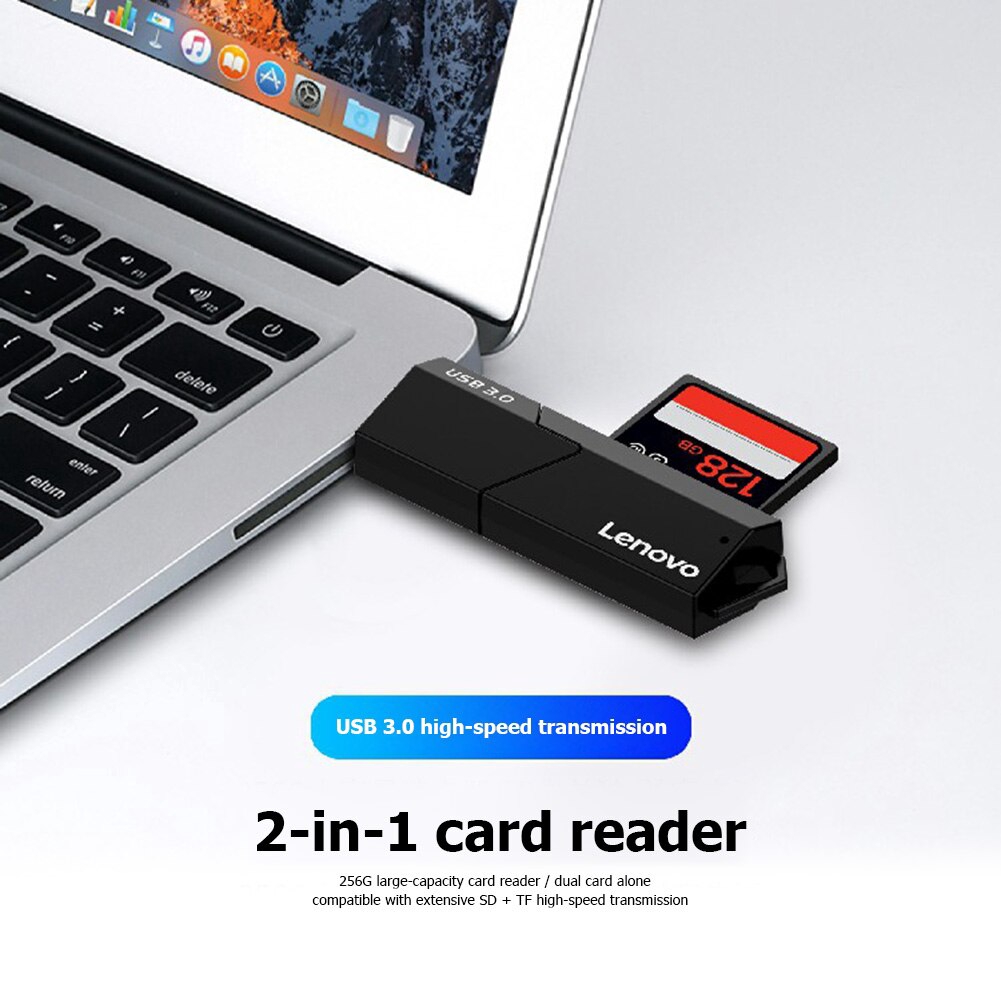 เครื่องอ่านการ์ดดิจิตอล Lenovo D 302 Usb 3 . 0 Card Reader 4 In 1 Tf Cf