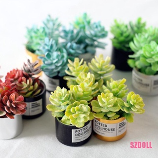 [SZDOLL3] กระถางต้นไม้จําลอง ขนาดเล็ก สีเขียว สําหรับบ้านตุ๊กตา 1:12