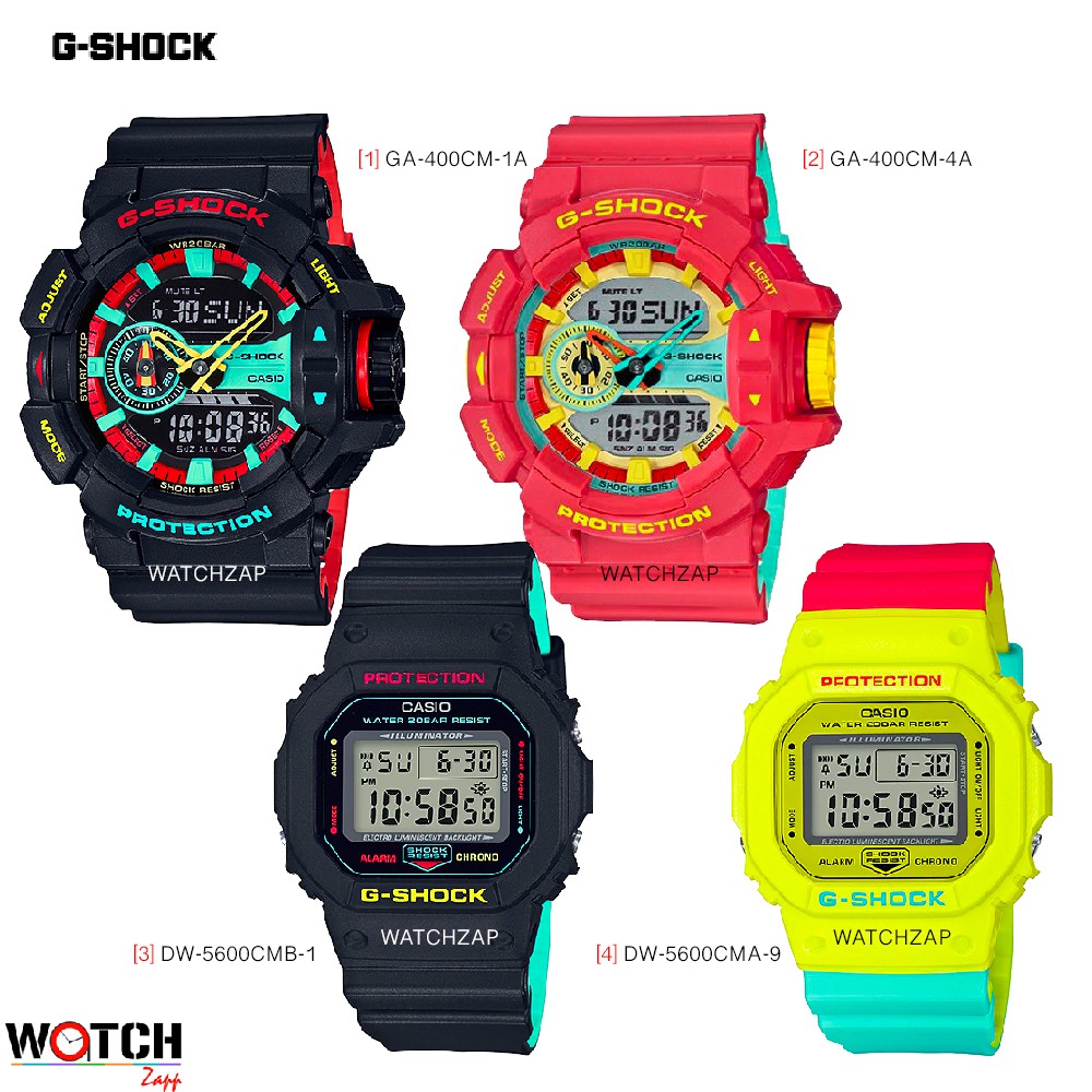 Casio G-Shock รุ่นสี Breezy Rasta นาฬิกาข้อมือผู้ชาย สายเรซิ่น รุ่น DW-5600CMA DW-5600CMB GA-400CM-1