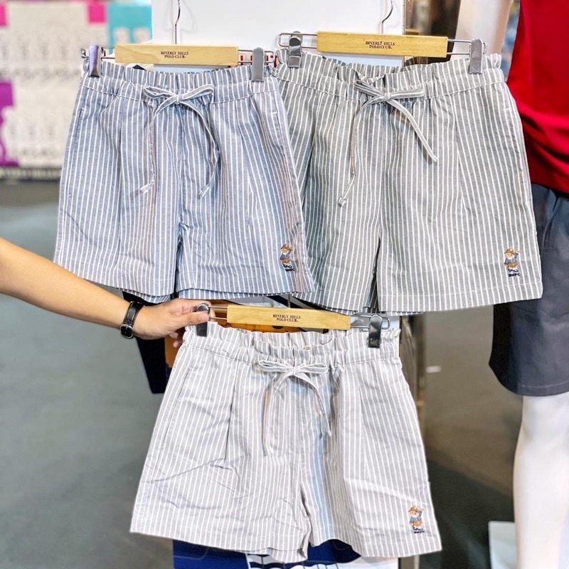 พร้อมส่ง‼️กางเกงขาสั้นผ้าคอตตอน100%ลายริ้วรุ่นใหม่Newitem💥ของเเท้จาก#กางเกง#Beverlyhillspoloclub#bhp