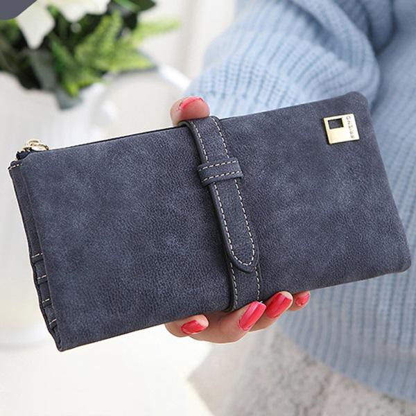 Fin 1 กระเป๋าใส่เช็ค ใบยาว ใส่โทรศัพท์ Mobile Phone Long Wallet Purse E-RANYD 1463 สีดำ