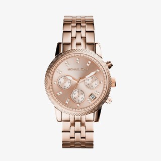 [ประกันร้าน]MICHAEL KORS นาฬิกา Michael Kors Ritz Chronograph Rose Gold Dial - Rose Gold - รุ่น MK6077