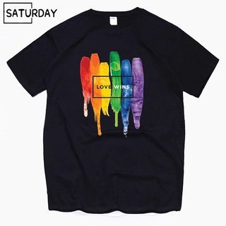 เสื้อยืดทุกวัน✺﹍2021  Pride Lgbt Gay Love Lesbian Rainbow Cotton men T Shirts 2019 Workout Love WinsS-3XL