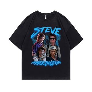 เสื้อยืดครอปเสื้อยืดแขนสั้น ผ้าฝ้าย 100% พิมพ์ลาย Steve Harrington Stranger Things สไตล์ฮิปฮอปร็อค พังก์ร็อค สําหรับผู้ช