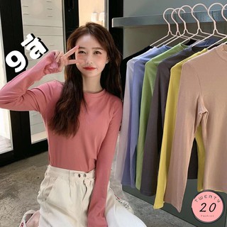 🎇 New2023 🎇 เสื้อยืดแขนยาว คอกลม สีพื้น 9 สี