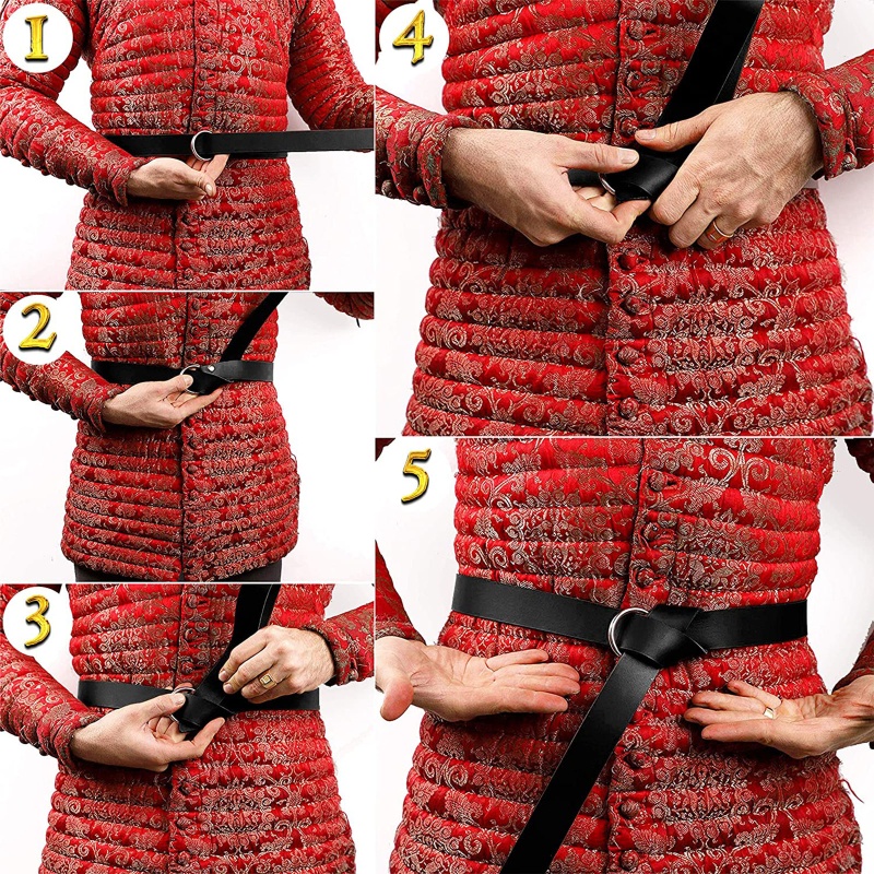 Sweetyvi12 เข็มขัดหนัง PU สไตล์เรโทร สําหรับอัศวินยุคกลาง - รูปที่ 3