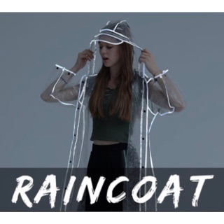 เสื้อกันฝนแฟชั่นเกาหลี สีใส  RAINCOAT สีเทาสะท้อนแสง