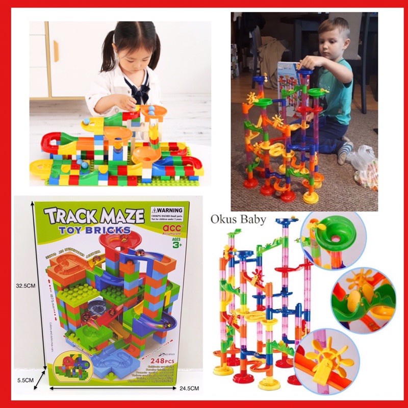🔴พร้อมส่ง📦 ตัวต่อรางลูกแก้ว มี5แบบ Marble Run 105 ชิ้นและTrack Maze 248ชิ้น รหัส WT-678-7/TK-8501/BB