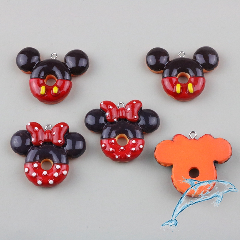 จี้เรซิ่น รูปมิกกี้ มินนี่ โดนัท แฮนด์เมด diy สําหรับทําเครื่องประดับ ต่างหู พวงกุญแจ กระเป๋า