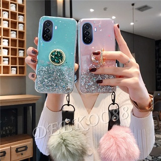 2022 New ใหม่ เคสโทรศัพท์มือถือ Huawei Nova Y70 9 SE 8i 8 P50 Pro Phone Case Luxury Ring Holder Strap Ball Bling Transparent Star Space Handphone Casing TPU Back Cover NovaY70 Nova9SE