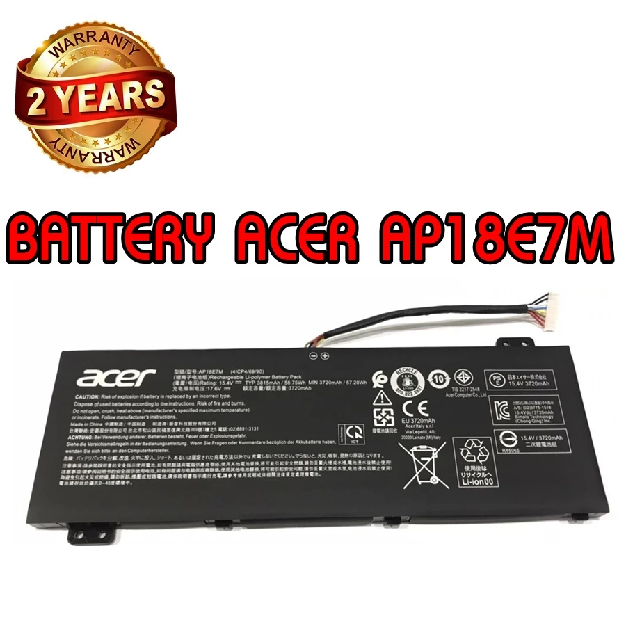 รับประกัน 2 ปี BATTERY ACER AP18E7M แบตเตอรี่ เอเซอร์ Nitro 5 AN515-54 Nitro 7 AN715-51 แท้