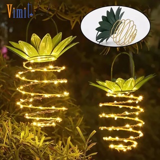 Vimite Led โซล่าเซลล์สวน Outdoor Waterproof Pineapple Shape Fairy Iron Wire Art ไฟห้อย ไฟตกแต่งต้นไม้ Led Wall Light for House Yard Fence Christmas Decoration