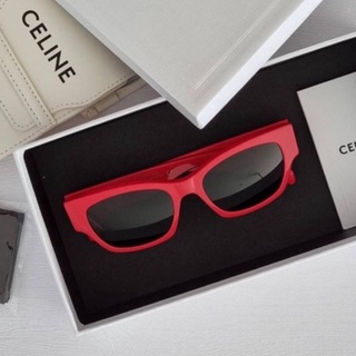 (ผ่อน0%) แว่นกันแดด New CELINE MONOCHROMS 01 SUNGLASSES IN ACETATE BRIGHT RED ขอบสีแดง