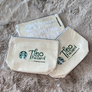 [พร้อมส่ง] กระเป๋าผ้าสตาร์บัคส์ Starbucks 20th Thailand Zip Bag