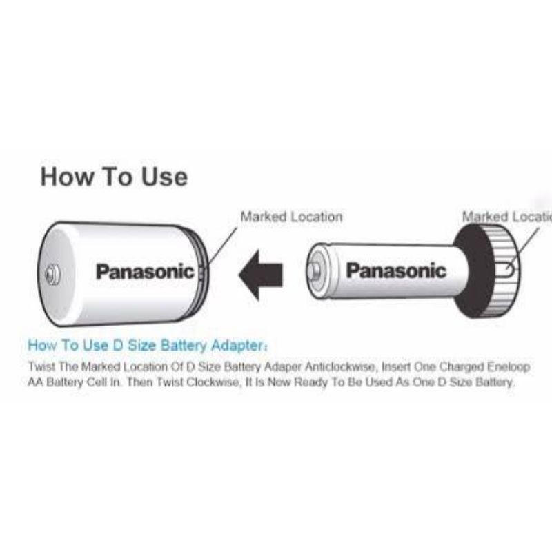Panasonic Eneloop D Adaptor แปลงถ่านขนาด AA เป็น ขนาด D (ขนาดใหญ่) จำนวน2ก้อน (สินค้าไม่รวมถ่านชาร์จ)
