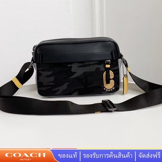 Coach 2381 กระเป๋าสะพายข้างผู้ชาย กระเป๋าสะพาย โลโก้ลายลายนิ้วมือ กระเป๋าสะพายข้าง