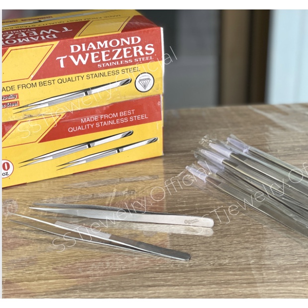 (ราคาต่อ1ชิ้น) ปากคีบ ปากคีบจับพลอย ฟอร์เซป ยาว 17 ซม. Tweezer แหนบจับชิ้นงาน