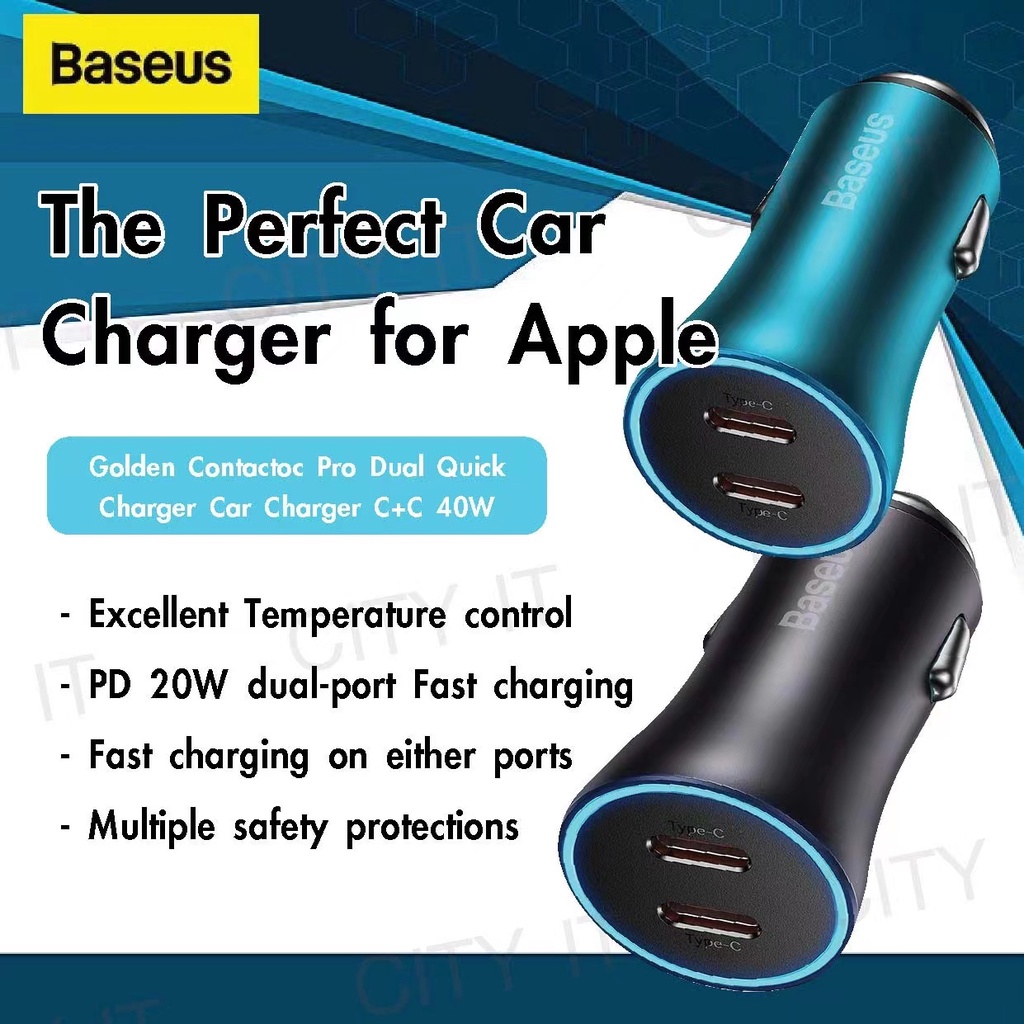 Baseus 40W C+C ที่ชาร์จแบบด่วน Pd 20W สําหรับ ใช้ได้กับโทรศัพท์ทุกยี่ห้อType-C + Type-Cชาร์จเจอร์