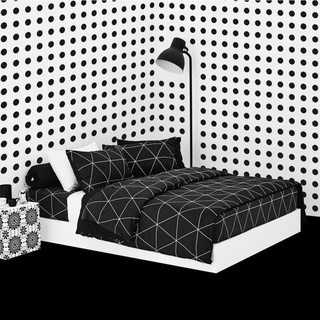 SB Design Square Lotus ผ้านวม 70X90  BLACK &amp; WHITE : LI-BW 01B (106x198 ซม.)