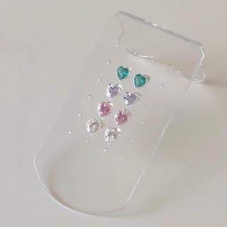 Winterwinter Jewelry Silver925 : เครื่องประดับเงินแท้ เงินแท้925 ต่างหูเพชรcz รูปหัวใจไซส์ใหญ่ มีให้เลือกหลายสี ( 6 mm )