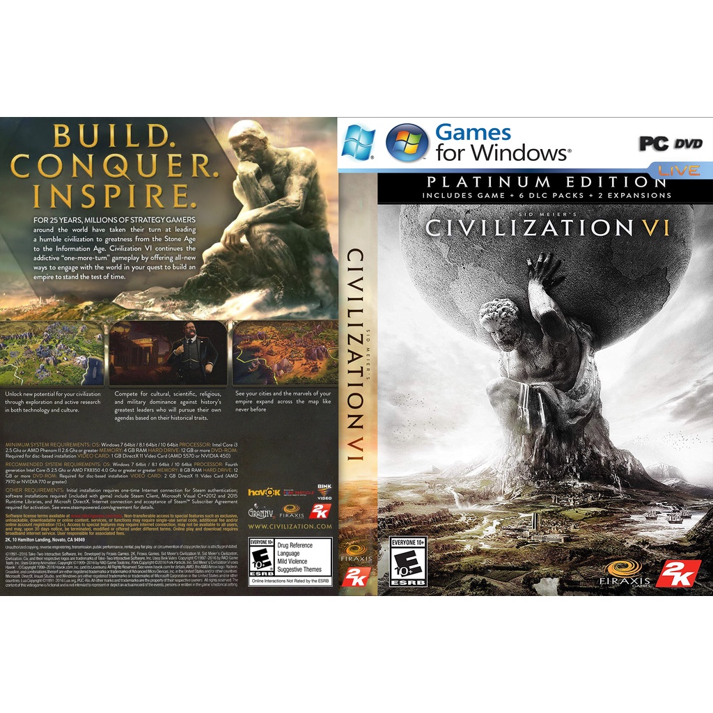 เกมพีซี Sid Meiers Civilization 6 Platinum Edition [เอาต์พุต INSTALLATION]