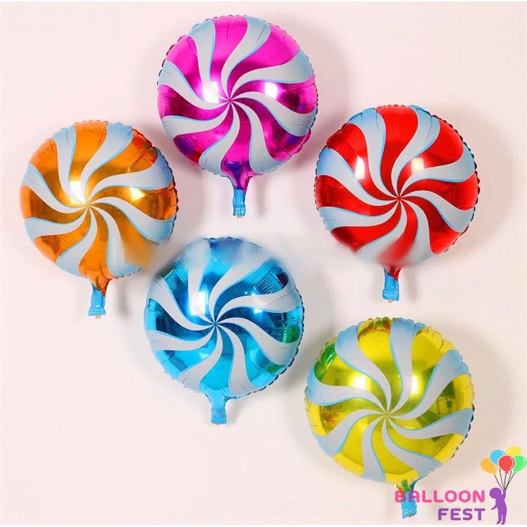 Balloon Fest ลูกโป่งฟอยล์ ลูกกวาด ลูกอม วันเด็ก ปีใหม่ กีฬาสี วันเกิด สีแดง สีเขียว สีฟ้า สีชมพู ขนาด 18 นิ้ว