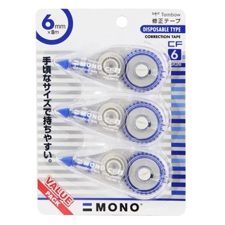 Tombow MONO เทปลบคำผิด ลิควิดเทป ลิควิด CT-CF6 6 mm. แพ็ค 3 ชิ้น สมใจเครื่องเขียน Somjai