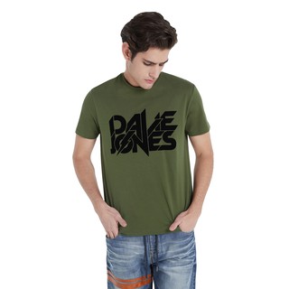 เสื้อยืดใหม่ 2022DAVIE JONES เสื้อยืดพิมพ์ลายโลโก้ กำมะหยี่ สีเขียว Corduroy Logo Print T-Shirt in green LG0016GRL XL  X