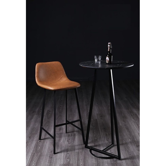 เก้าอี้บาร์ เก้าอี้สตู Kitchen Counter Bar Stool ขาเหล็ก เบาะหนัง สูง 64cm สำหรับ Counter 90cท