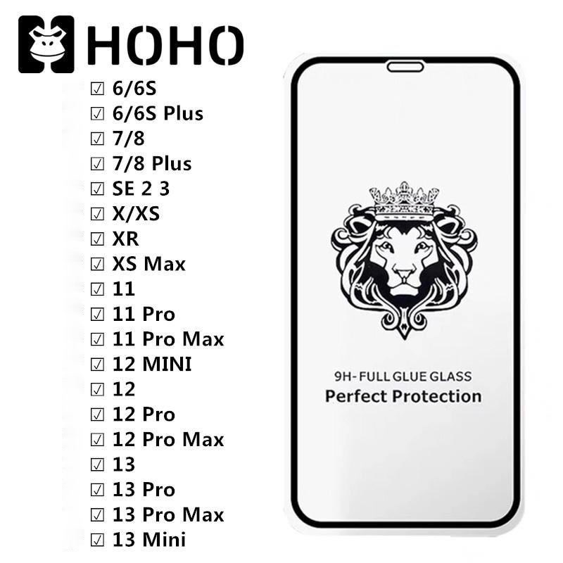HOHO🔥ฟิล์มกระจก iPhone แบบเต็มจอ HDใช้สำหรับ iPhone 16e 6 7 8+ Plus SE 2 3 XS XR Max 11 12 13 Pro Ma